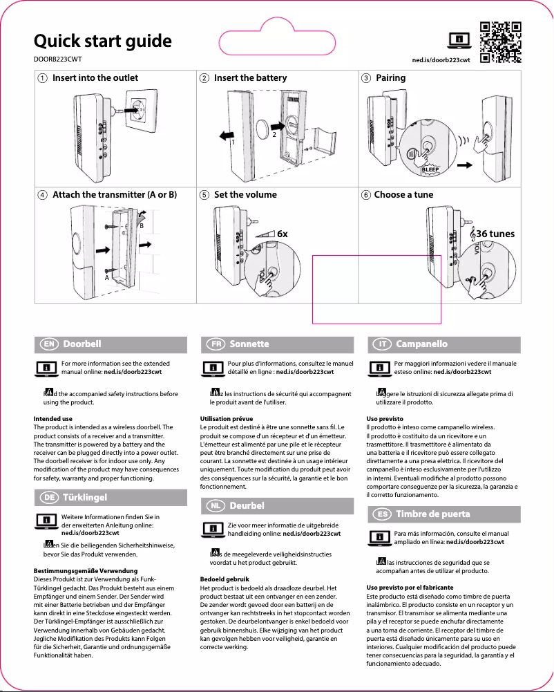 Page n°1 - Manuel utilisateur Nedis DOORB223CWT