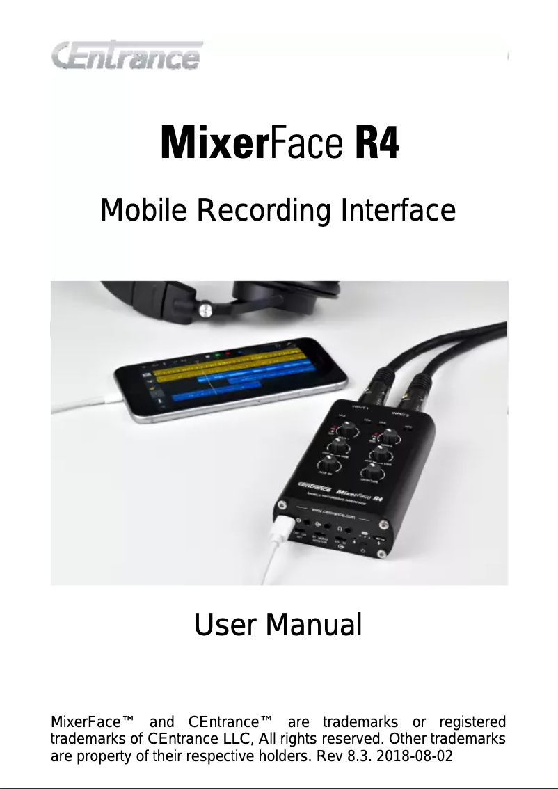 Página 1 del manual Manual de usuario CEntrance MixerFace R4
