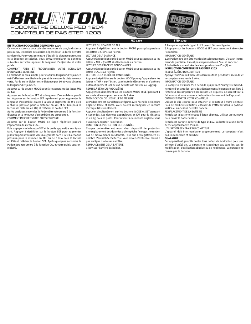 Image de la première page du manuel de l'appareil PED 1203