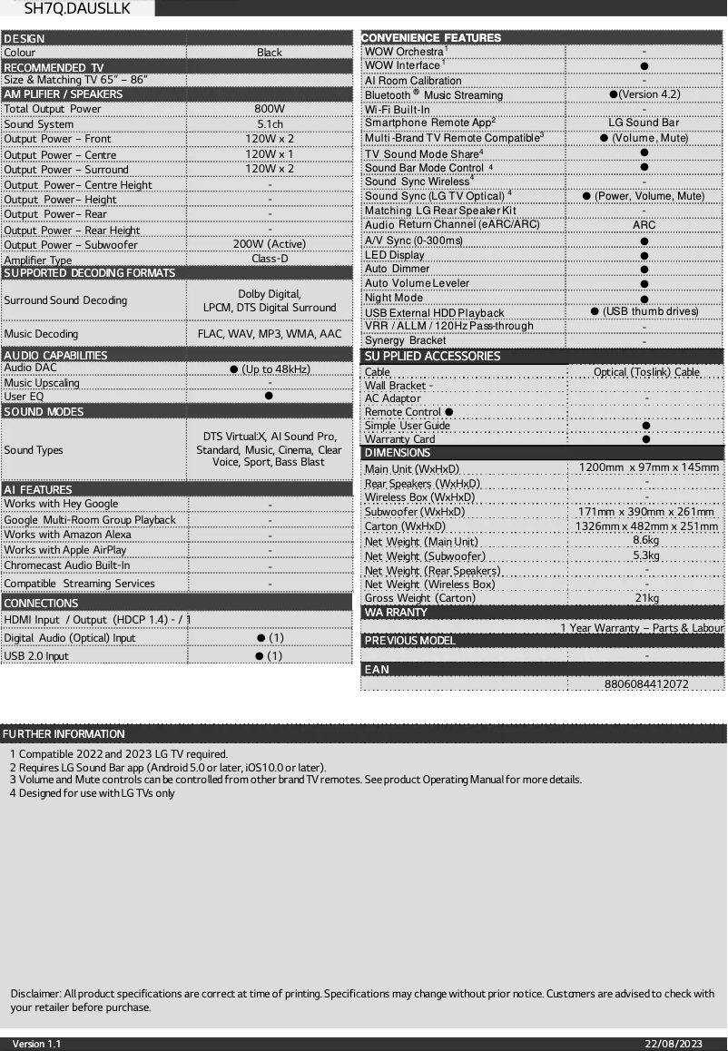 Image de la première page du manuel de l'appareil SH7Q