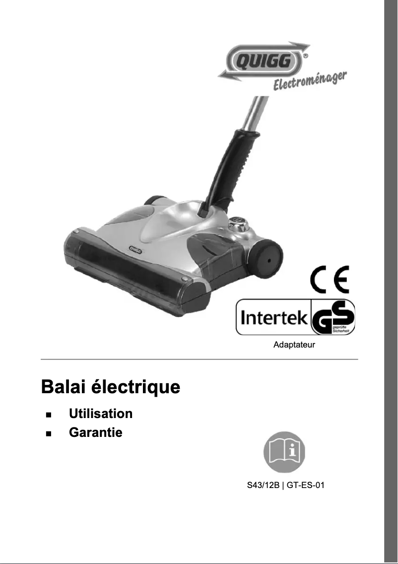 Page 1 de la notice Manuel utilisateur Quigg GT-ES-01