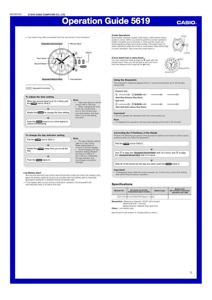 Page 1 de la notice Manuel utilisateur Casio Edifice EFR-S567