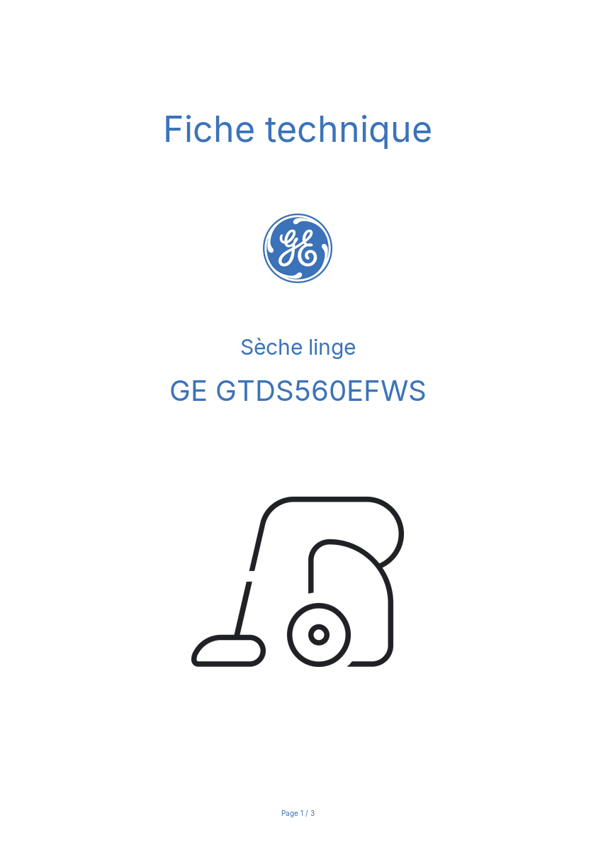 Image de la première page du manuel de l'appareil GTDS560EFWS