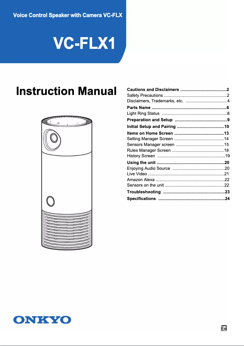 Page 1 de la notice Manuel utilisateur Onkyo VC-FLX1