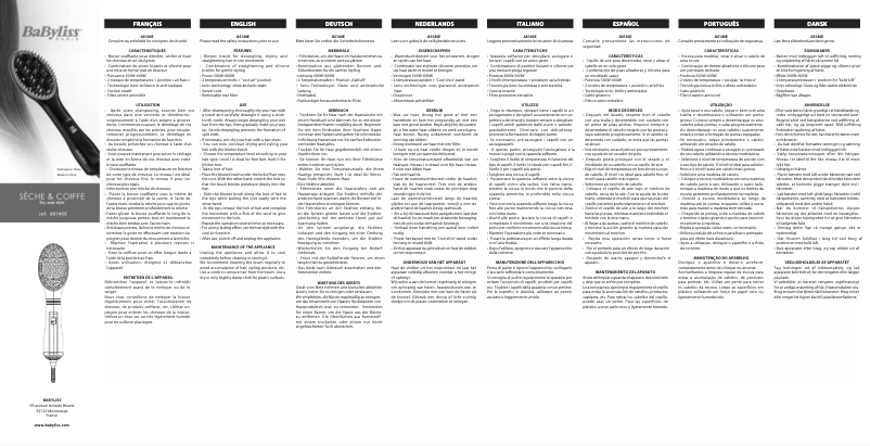 Page n°1 - Manuel utilisateur BaByliss AS140E