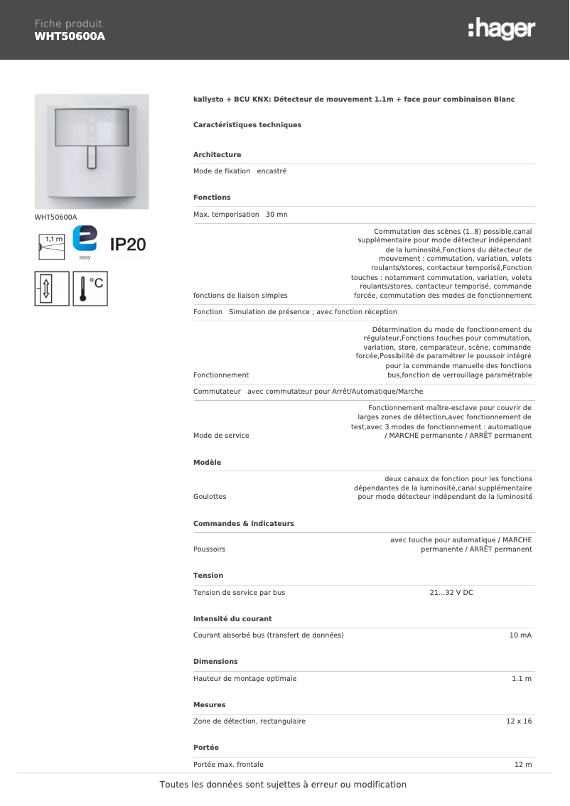 Image de la première page du manuel de l'appareil WHT50600A