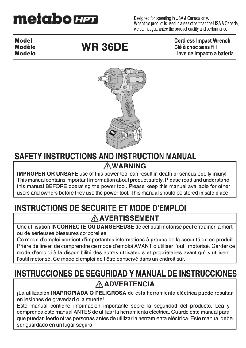 Image de la première page du manuel de l'appareil WR 36DE