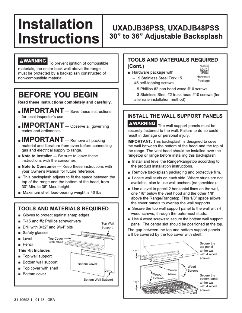 Image de la première page du manuel de l'appareil UXADJB36PSS