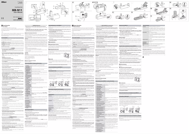 Page 1 de la notice Manuel utilisateur Nikon MB-N11
