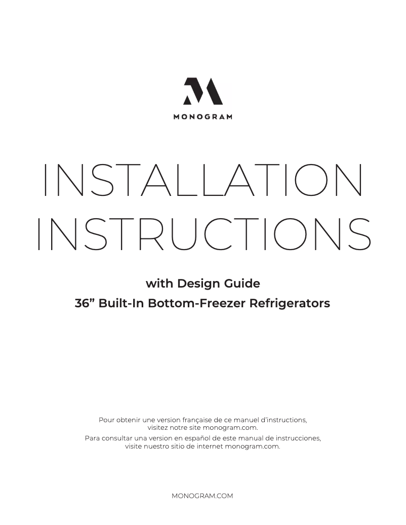 Page n°1 - Guide d'installation Monogram ZICS360NNRH