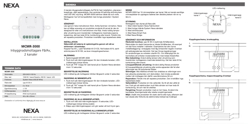 Page 1 de la notice Manuel utilisateur Nexa MCMR-3000