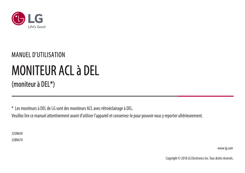 Image de la première page du manuel de l'appareil 32BN67U