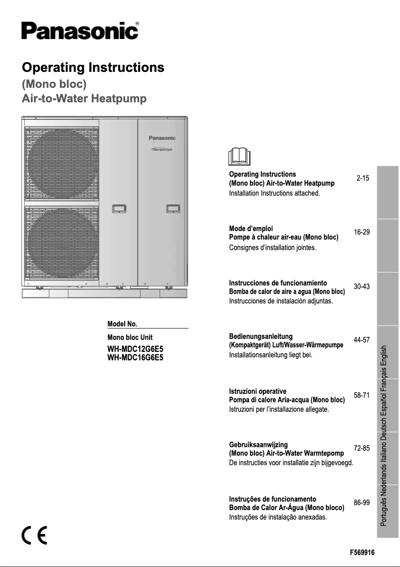 Image de la première page du manuel de l'appareil WH-MDC12G6E5