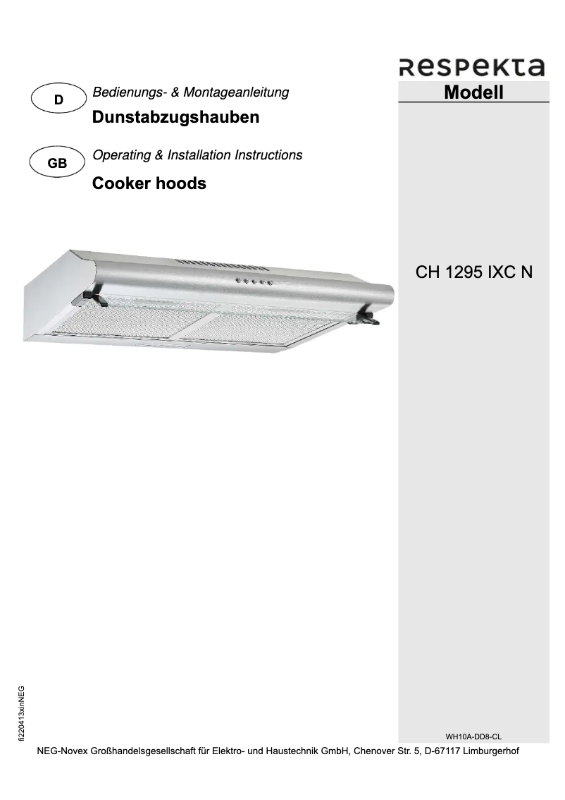 Page 1 de la notice Manuel utilisateur Respekta Serie Tilla CH 1259 IXC N