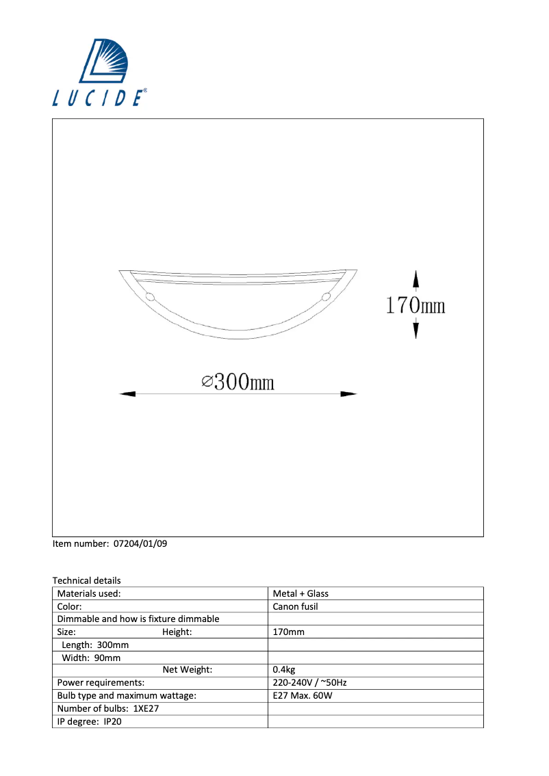 Page 1 de la notice Manuel utilisateur Lucide Basic 07204/01/09