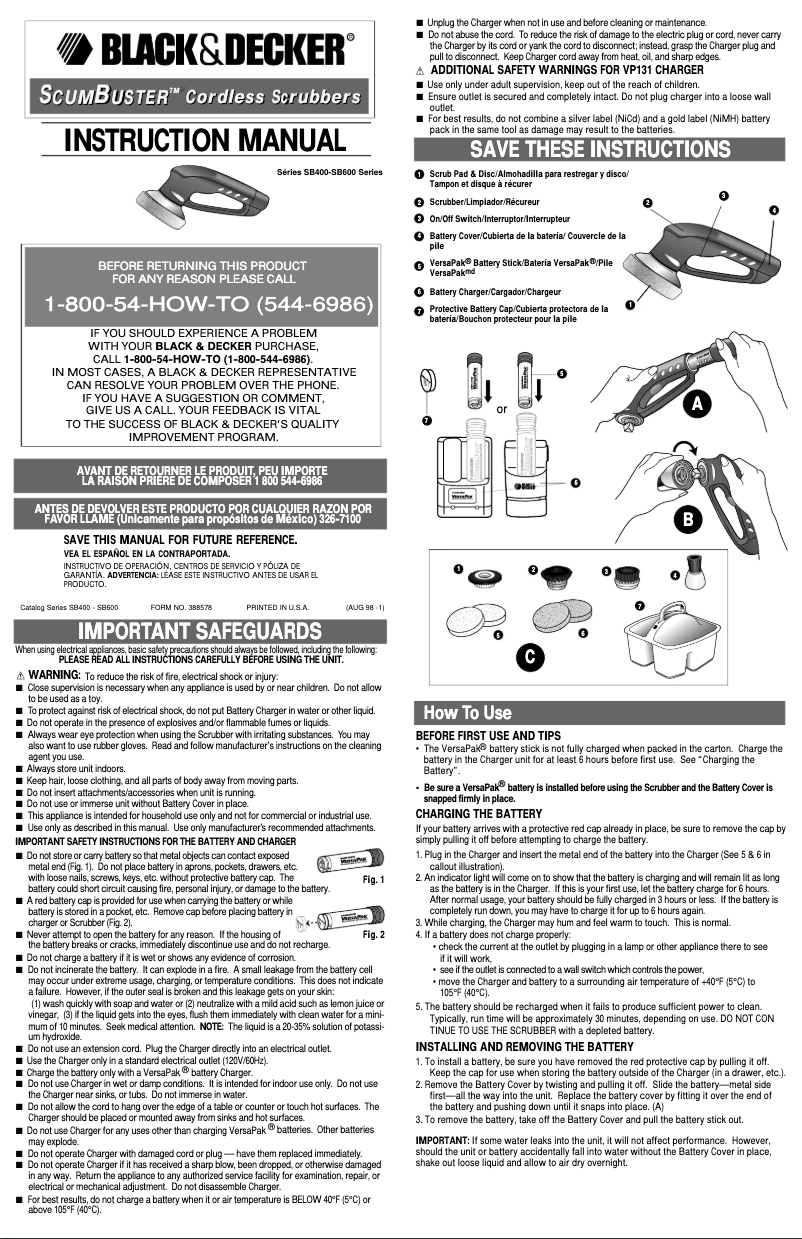 Image de la première page du manuel de l'appareil ScumBuster SB700