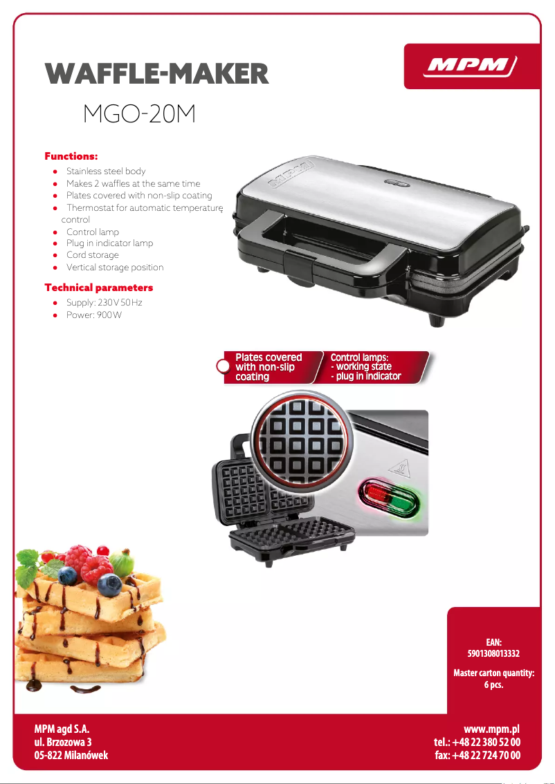Page 1 de la notice Fiche technique MPM MGO-20M