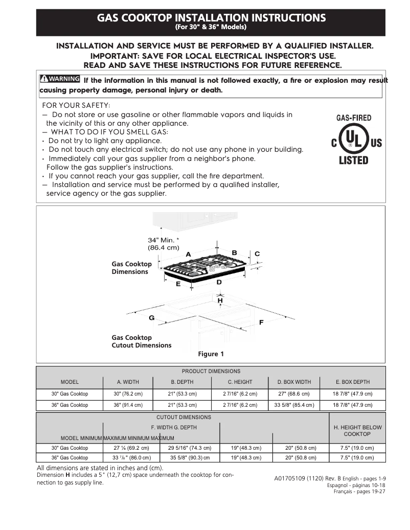 Page n°1 - Guide d'installation Electrolux ECCG3068AS