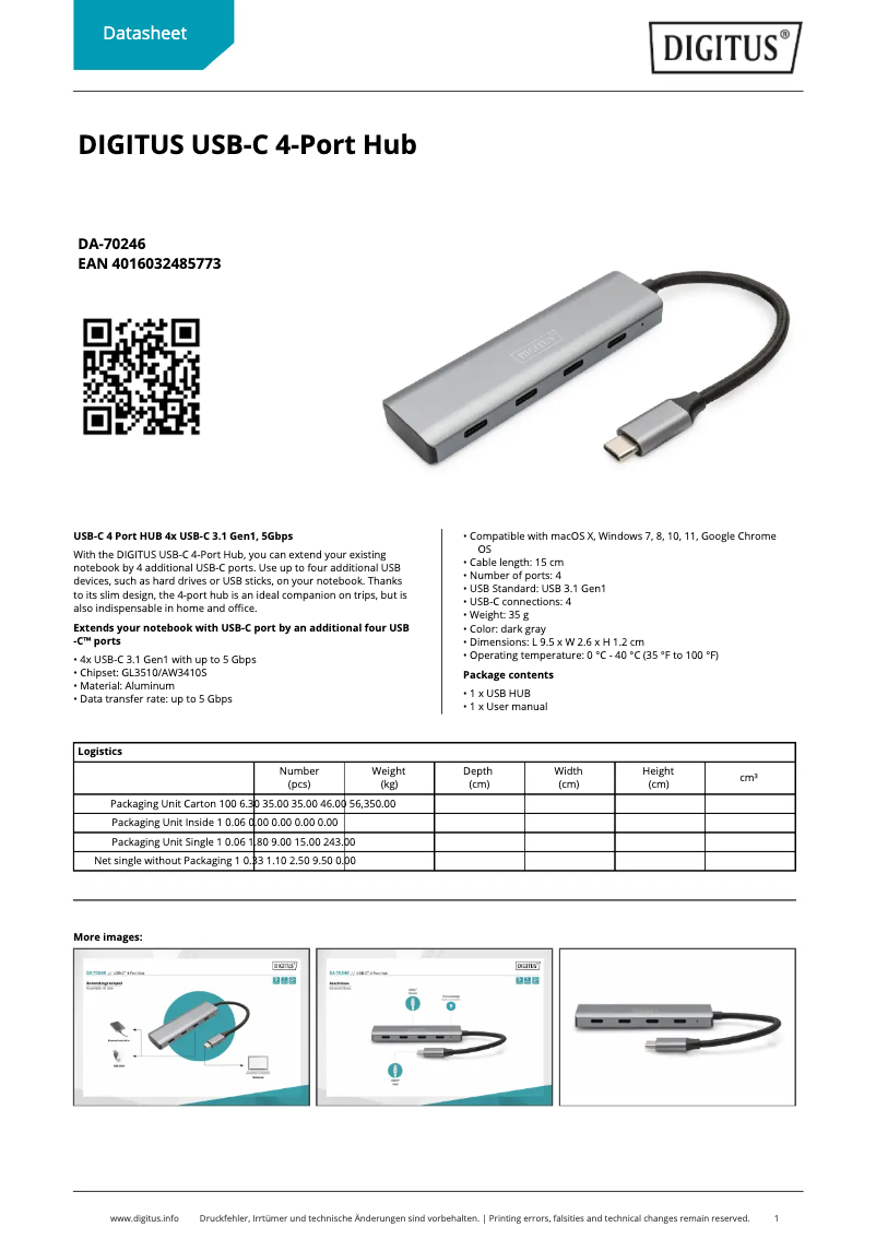 Page n°1 - Fiche technique Digitus DA-70246
