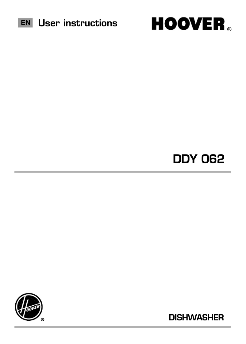 Page n°1 - Manuel utilisateur Hoover DDY 062B