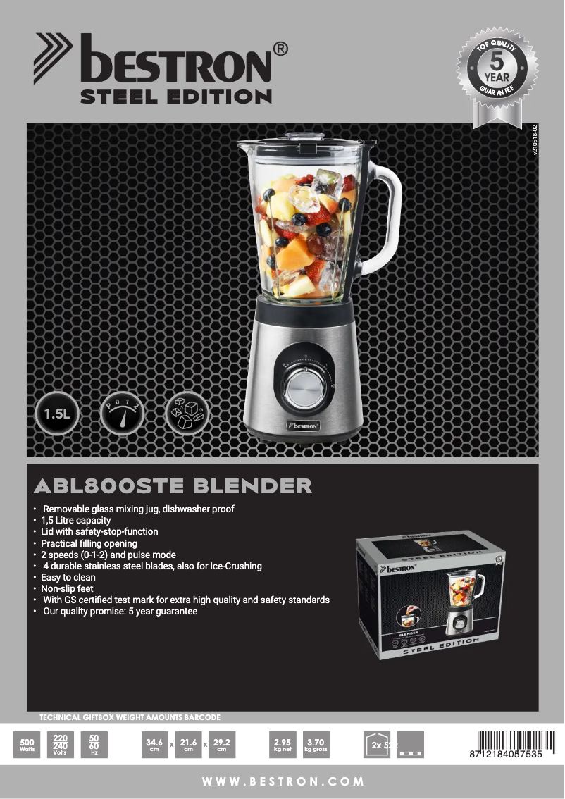 Image de la première page du manuel de l'appareil ABL800STE