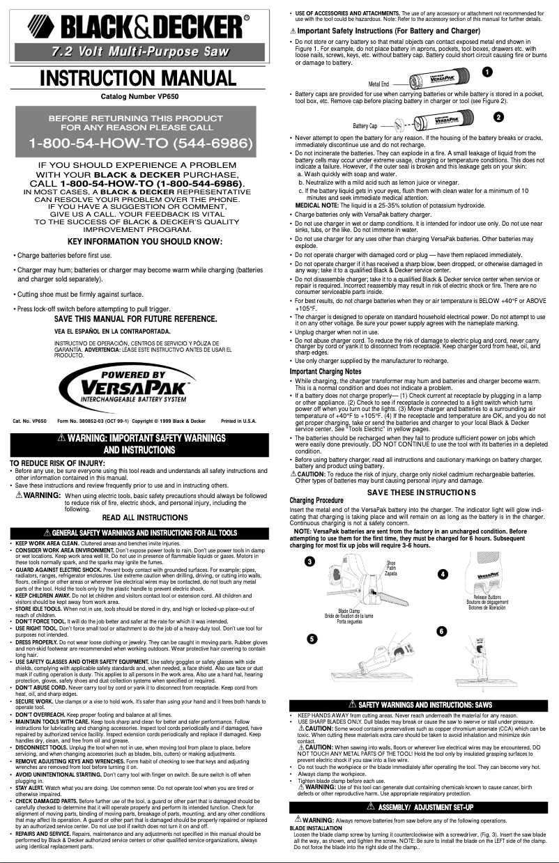 Page 1 de la notice Manuel utilisateur Black & Decker VP650