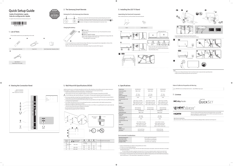 Page 1 de la notice Manuel utilisateur Samsung HG43BU800NF