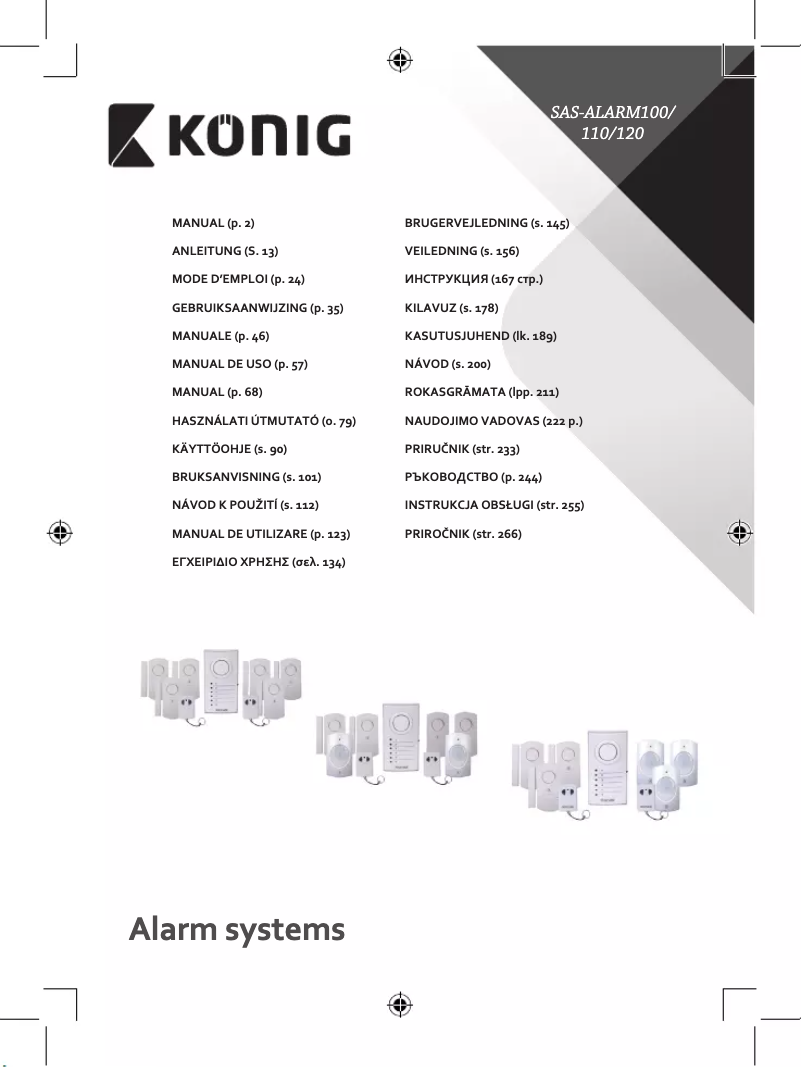Page n°1 - Manuel utilisateur Konig SAS-ALARM110