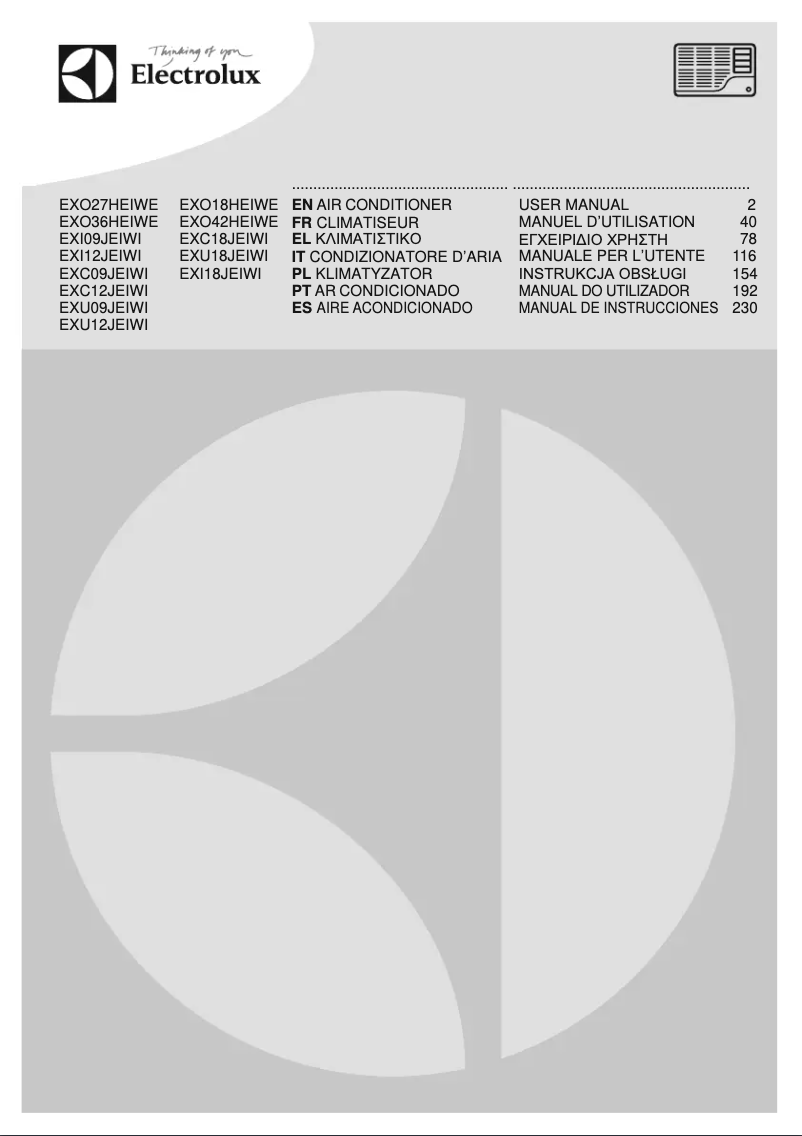 Page 1 de la notice Manuel utilisateur Electrolux EXU12JEIWI