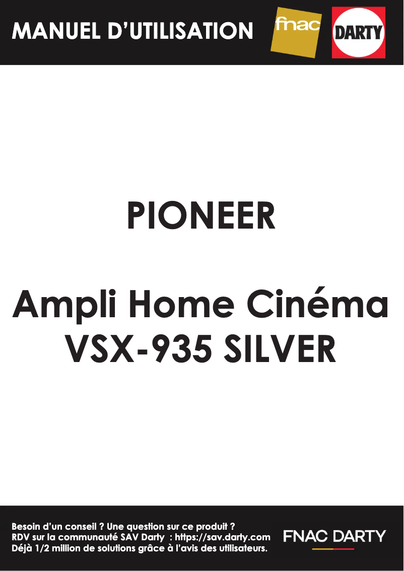 Page 1 de la notice Manuel utilisateur Pioneer VSX-935