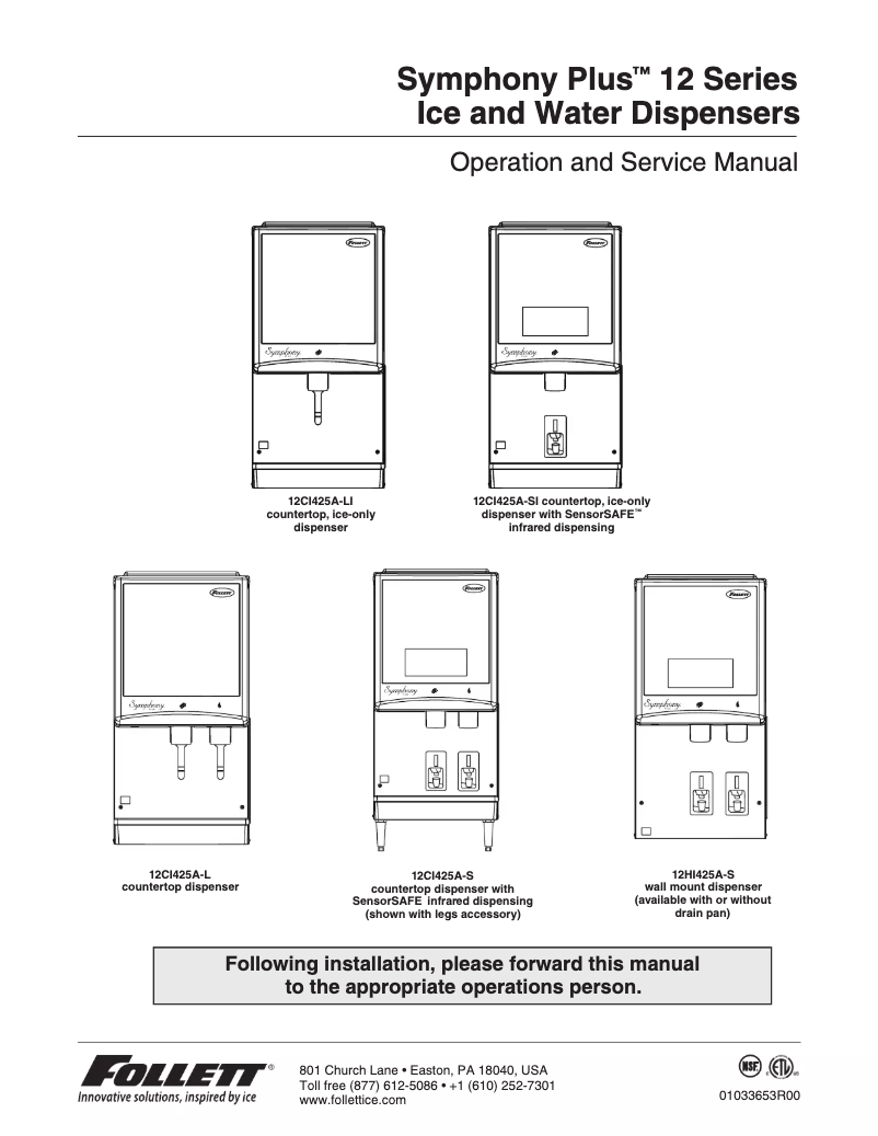 Page 1 de la notice Manuel utilisateur Follett 12C1425A-L