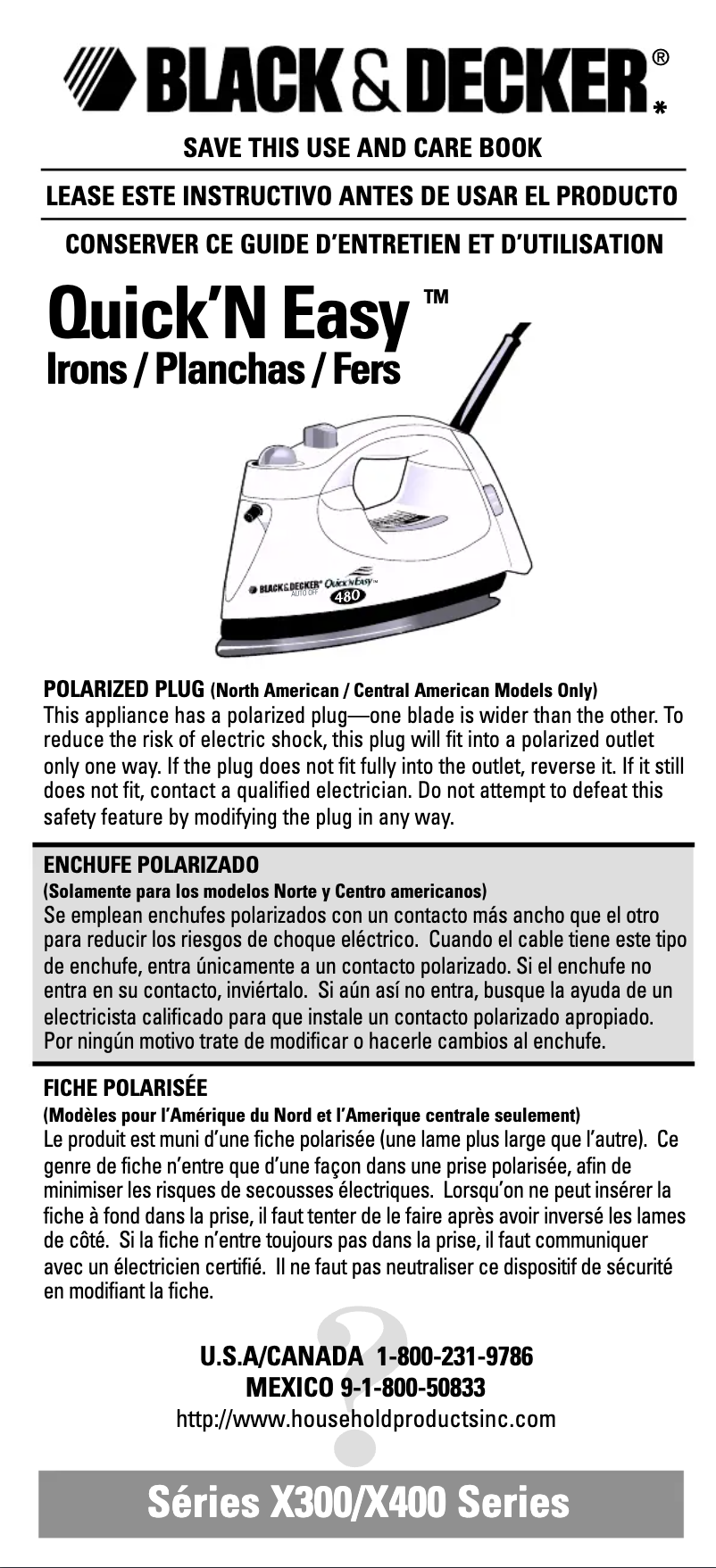 Page 1 de la notice Manuel utilisateur Black & Decker Quick’N Easy X300
