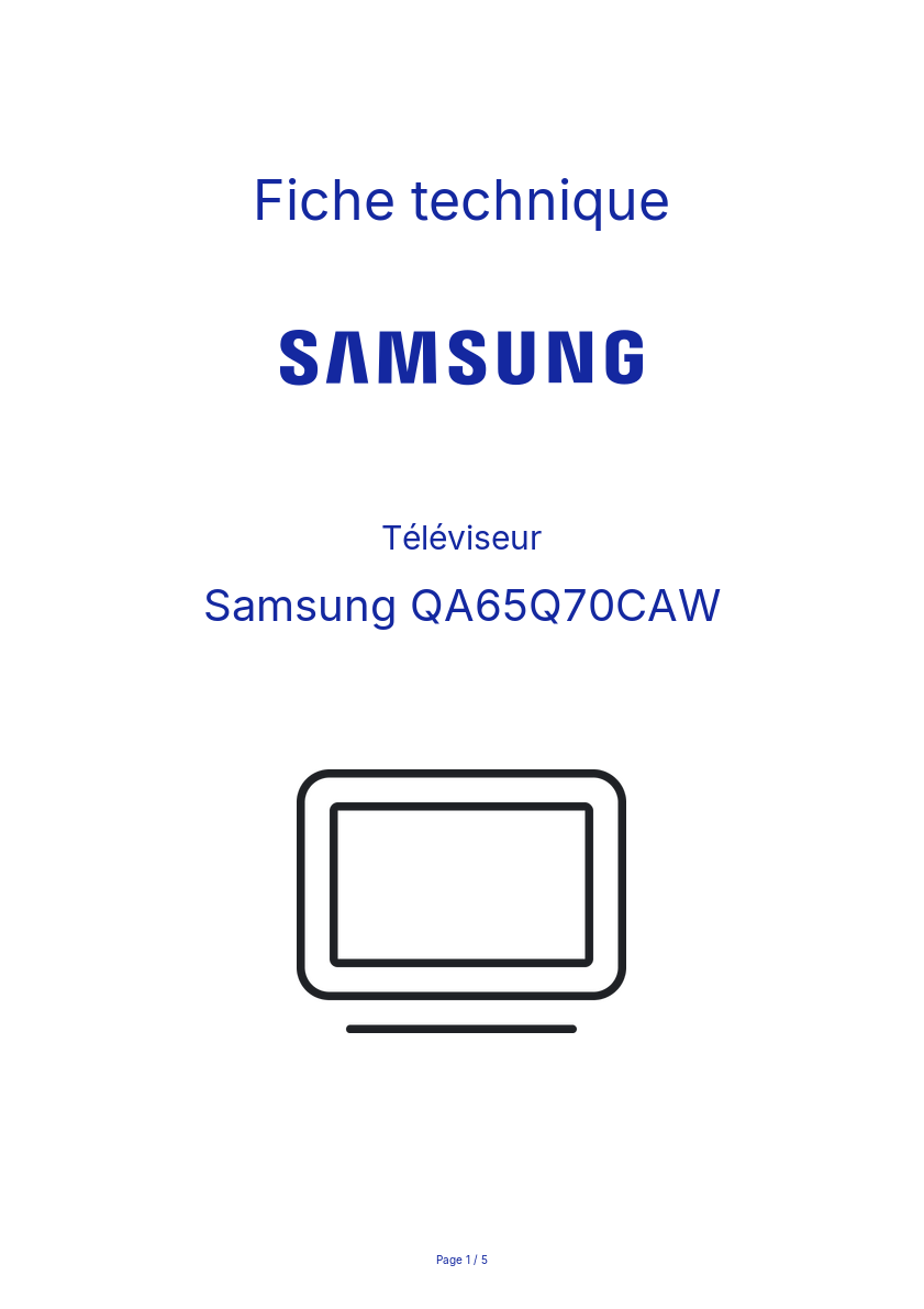 Page n°1 - Fiche technique Samsung QA65Q70CAW