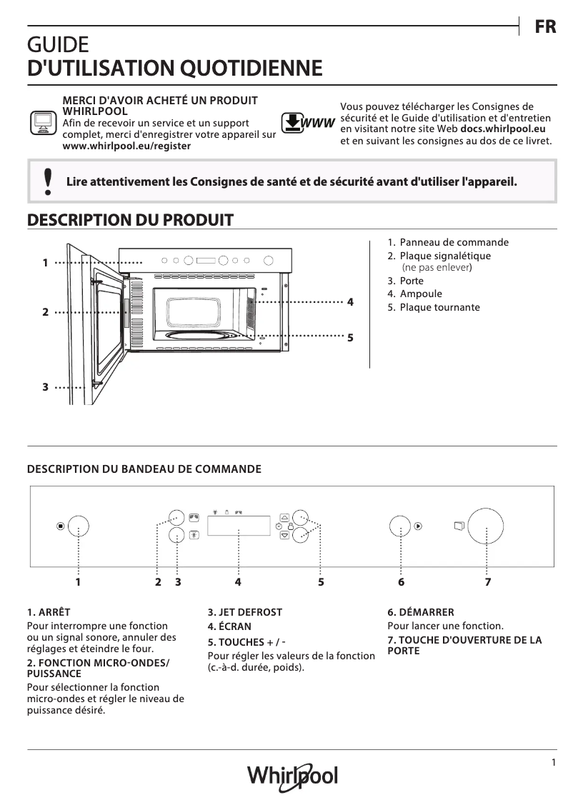 Página 1 del manual Manual de usuario Whirlpool AMW 4900/NB