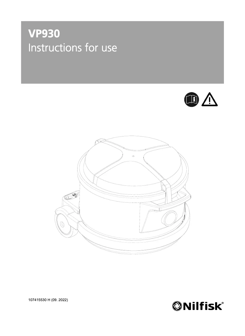 Page 1 de la notice Manuel utilisateur Nilfisk VP930