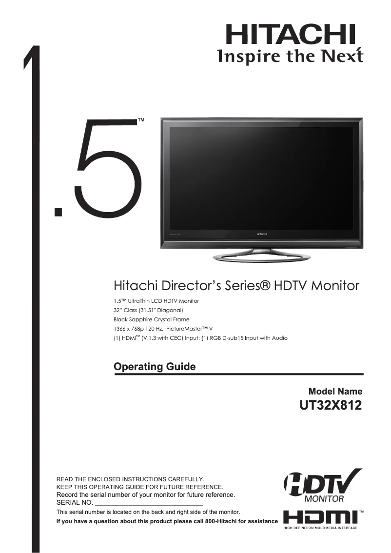 Page n°1 - Manuel utilisateur Hitachi UT32X812