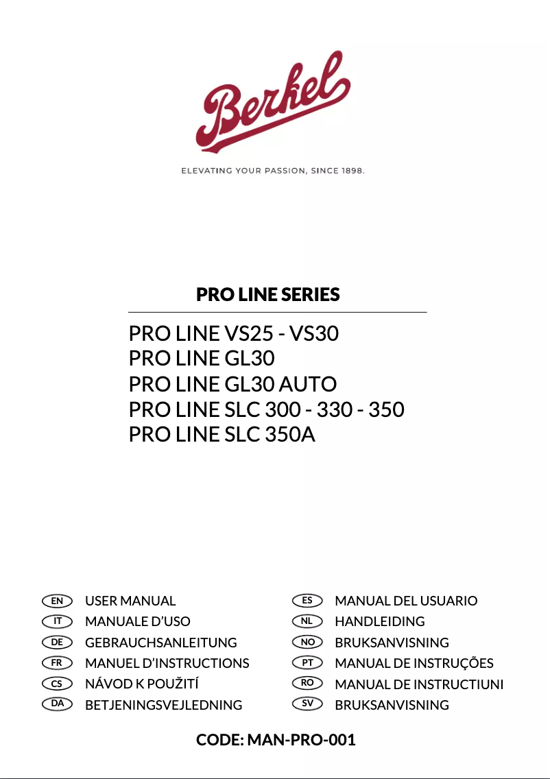 Image de la première page du manuel de l'appareil Pro Line GL30 Auto