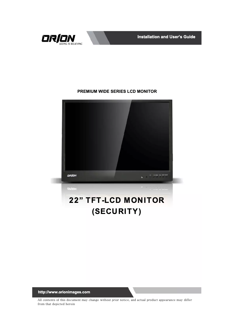 Page 1 de la notice Manuel utilisateur Orion Premium 22RTC
