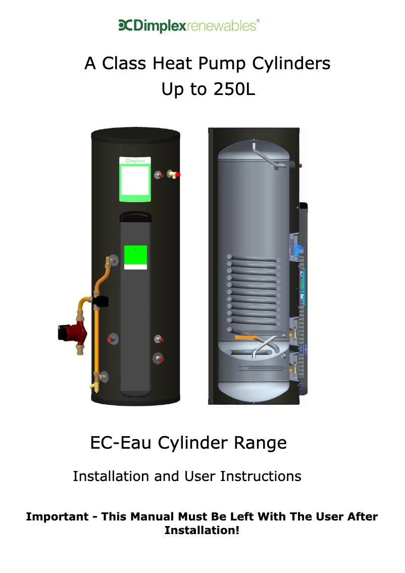 Page 1 de la notice Manuel utilisateur Dimplex ECS210HP40A-580