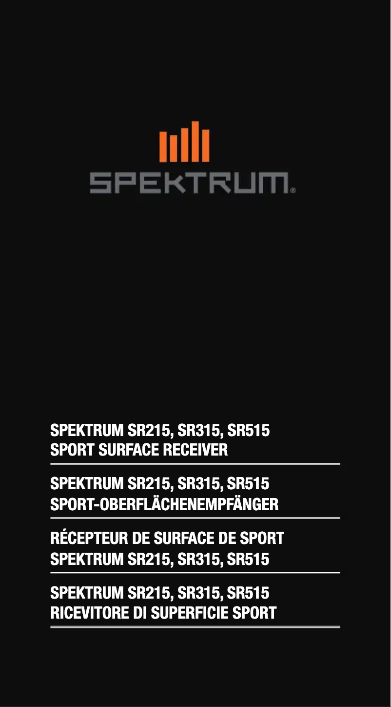 Page n°1 - Manuel utilisateur Spektrum SR315