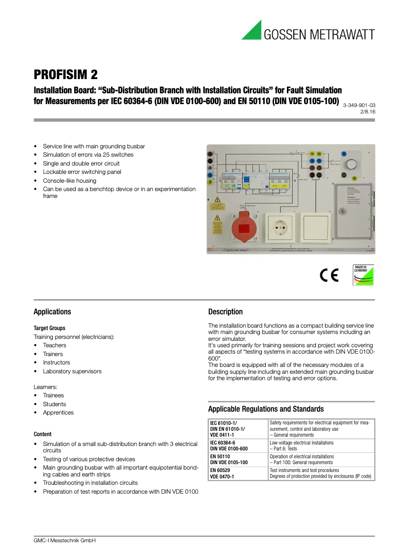 Image de la première page du manuel de l'appareil PROFiSIM 2