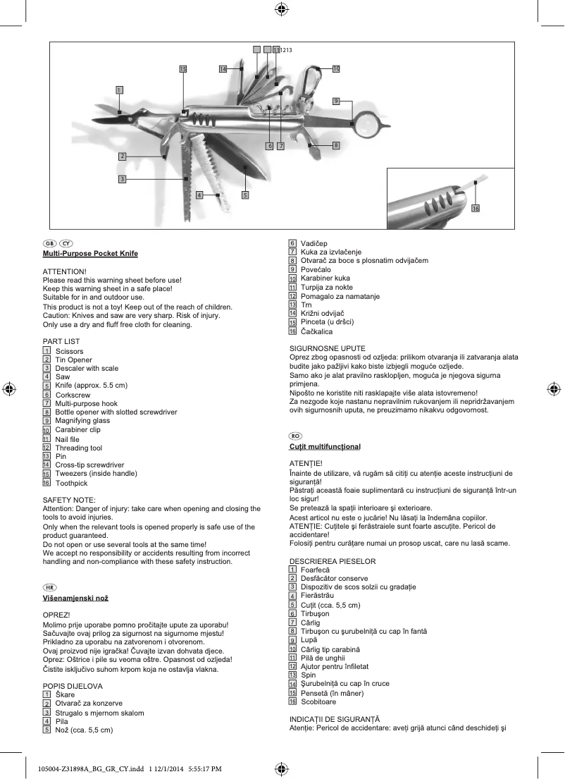 Page 1 de la notice Manuel utilisateur Crivit IAN 105004