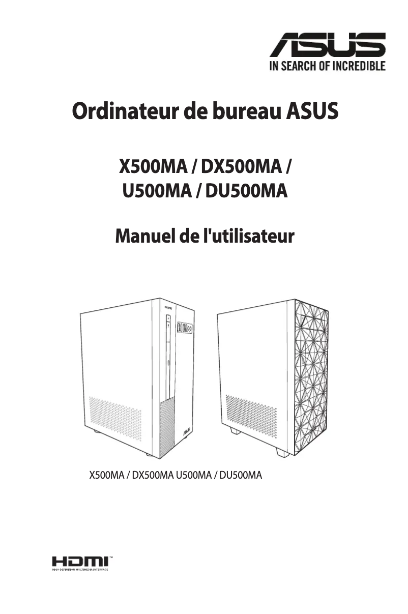 Page 1 de la notice Manuel utilisateur Asus ExpertCenter X5 Mini Tower X500MA