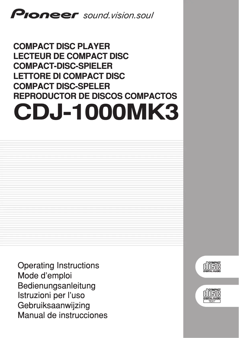 Page n°1 - Manuel utilisateur Pioneer CDJ-1000MK3