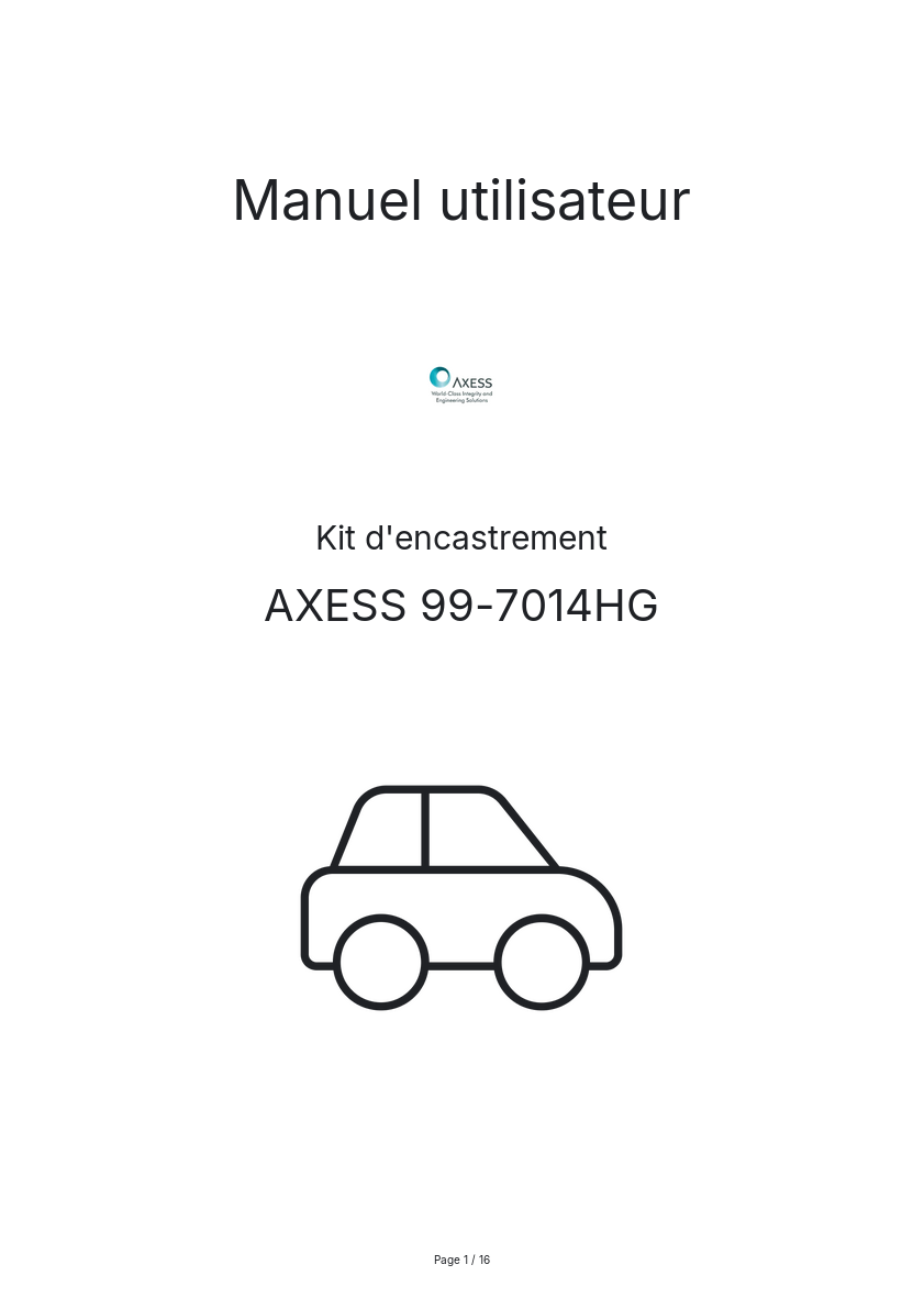 Page n°1 - Manuel utilisateur AXESS 99-7014HG