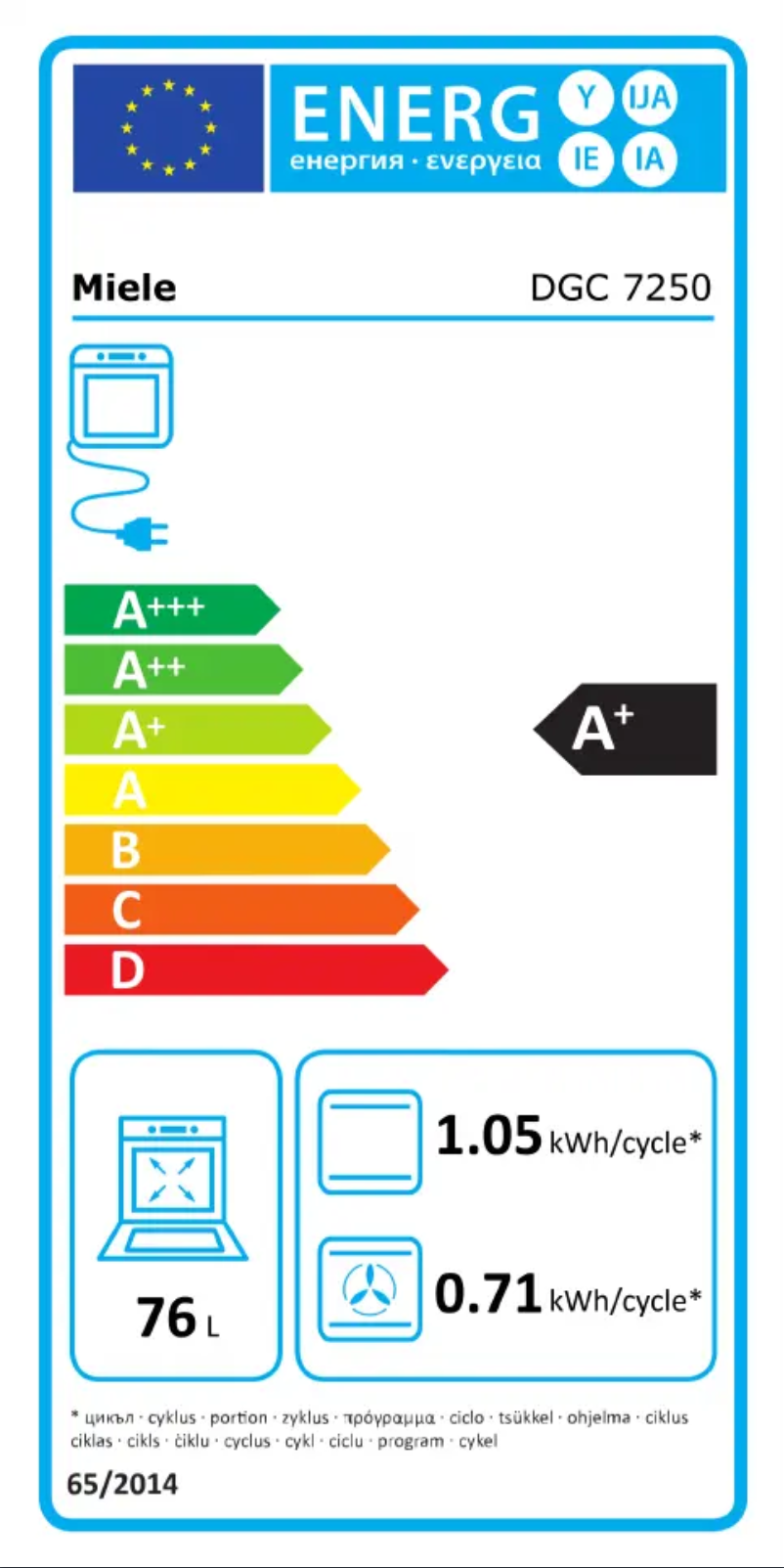 Page n°1 - Label énergétique Miele DGC 7250