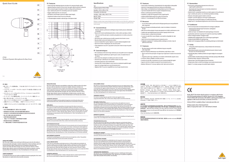 Page 1 de la notice Manuel utilisateur Behringer C112
