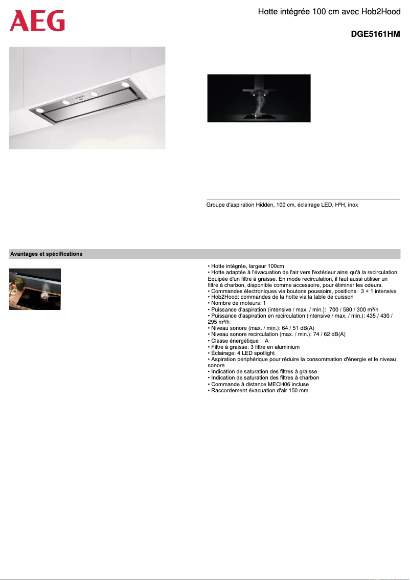 Page n°1 - Fiche technique AEG DGE5161HM