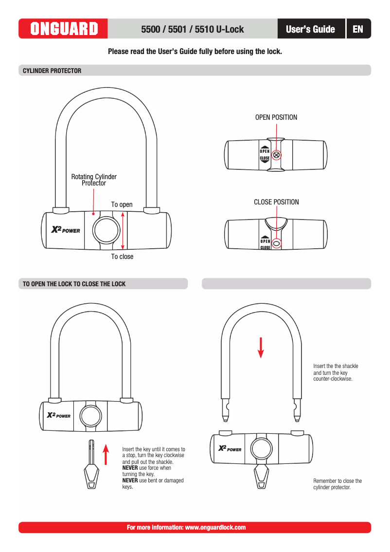 Page n°1 - Manuel utilisateur OnGuard U-Lock 5510