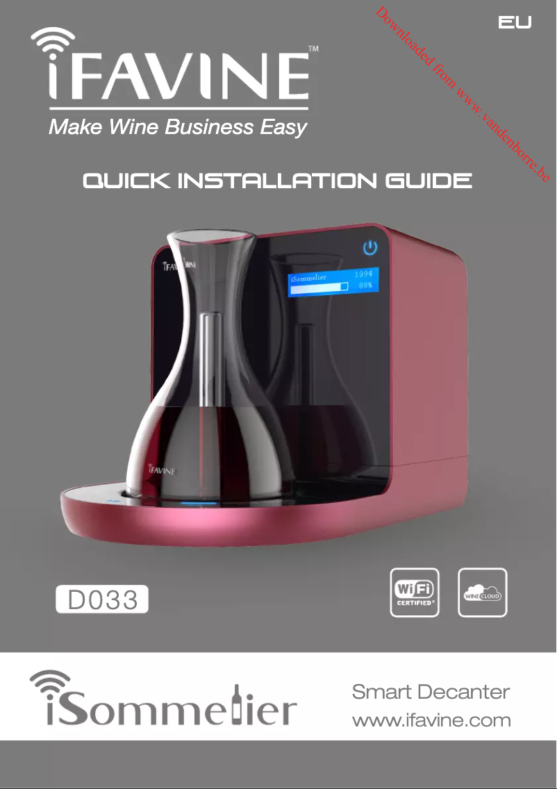 Image de la première page du manuel de l'appareil iSommelier Pro DO33